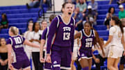 Sedona Prince shows excitement in TCU's win over Notre Dame in the Cayman Islands Classic.