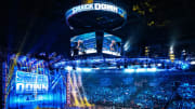 A look at the WWE Friday Night SmackDown arena during a match.