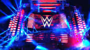 The WWE stage lights up during a live show.
