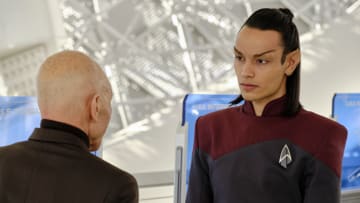 Pictured: Sir Patrick Stewart as Jean-Luc Picard and Evan Evagora as Elnor of the Paramount+ original series STAR TREK: PICARD. Photo Cr: Trae Patton/Paramount+ ©2022 ViacomCBS. All Rights Reserved.