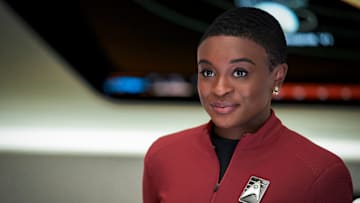 Pictured: Celia Rose Gooding as Uhura of the Paramount+ original series STAR TREK: STRANGE NEW WORLDS. Photo Cr: Marni Grossman/Paramount+ ©2022 ViacomCBS. All Rights Reserved.