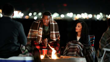 All American -- “Now That We’ve Found Love” -- Image Number: ALA520a_0747r -- Pictured (L - R): Daniel Ezra as Spencer James and Samantha Logan as Olivia Baker -- Photo: Troy Harvey/The CW -- © 2023 The CW Network, LLC. All Rights Reserved.