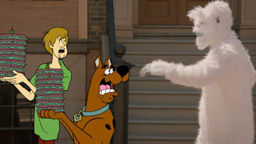 Specials -- “Scooby-Doo, Where Are You Now!” -- Image Number: SDRfg_0029 -- Pictured (L - R): Shaggy, Scooby-Doo, and Snow Ghost -- Photo: Abominable Pictures/The CW -- © 2021 The CW Network, LLC. All Rights Reserved.