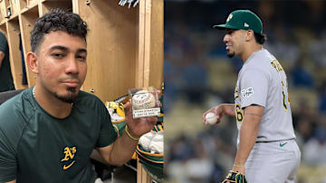 El catcher suplente de los Atléticos, Jhonny Pereda, ponchó a la superestrella de los Dodgers, Shohei Ohtani.