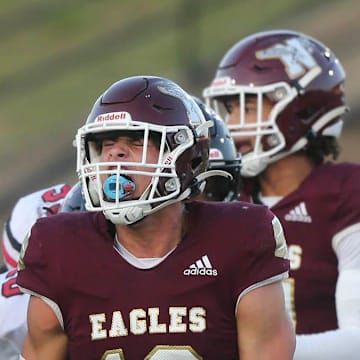 Niceville’s Jon Bocchino celebrates an early defensive stop during the Niceville South Sumter football game at Niceville.