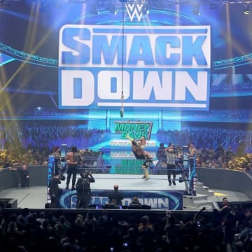 WWE SmackDown Arena during a match on the road to Money in the Bank.
