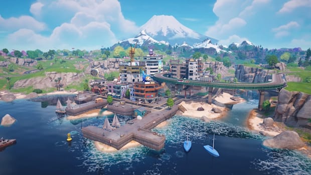 View of the Seaport City POI in Fortnite