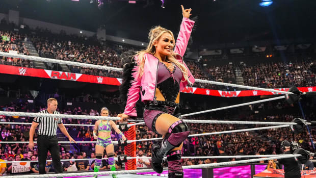 Natalya makes her entrance on an episode of WWE Monday Night Raw.
