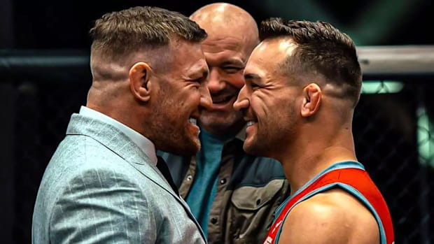 Conor McGregor facing off with Michael Chandler on The Ultimate Fighter.
