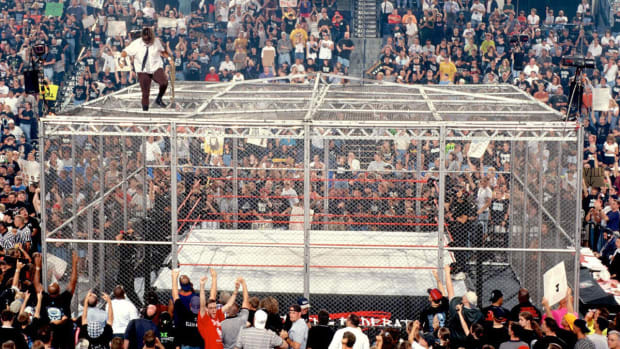 Mick Foley started his famed Hell in a Cell match on top of the cage