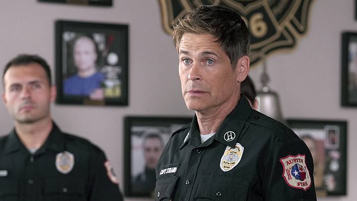 9-1-1 LONE STAR: Rob Lowe (R) in the “Impact” episode of 9-1-1 LONE STAR airing Monday, Jan. 27 (8:00-9:02 PM ET/PT) on FOX. © 2024 Fox Media LLC.CR: Kevin Estrada/FOX.