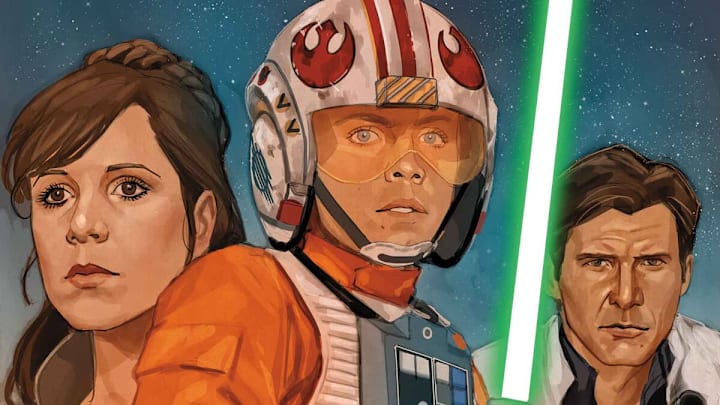 Marvel Comics Star Wars (2025) #1 featuring Leia Organa, Luke Skywalker, and Han Solo. Written by Alex Segura and art by Phil Noto. Image Credit: StarWars.com