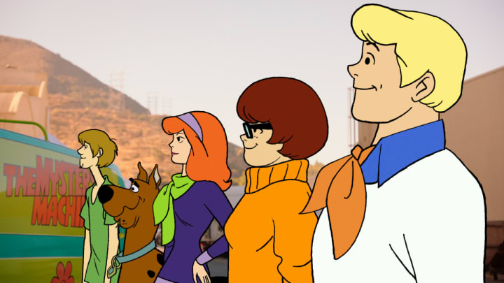 Specials -- “Scooby-Doo, Where Are You Now!” -- Image Number: SDRfg_0001 -- Pictured (L - R): Shaggy, Scooby-Doo, Daphne, Velma, and Fred -- Photo: Abominable Pictures/The CW -- © 2021 The CW Network, LLC. All Rights Reserved.