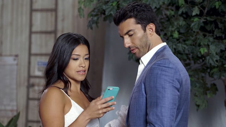 Gina Rodriguez as Jane and Justin Baldoni as Rafael in Jane the Virgin