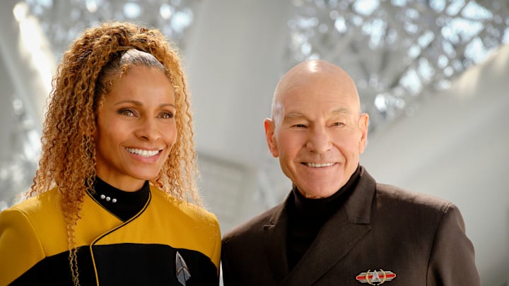 Pictured: Michelle Hurd as Raffi and Sir Patrick Stewart as Jean-Luc Picard of the Paramount+ original series STAR TREK: PICARD. Photo Cr: Trae Patton/Paramount+ ©2022 ViacomCBS. All Rights Reserved.