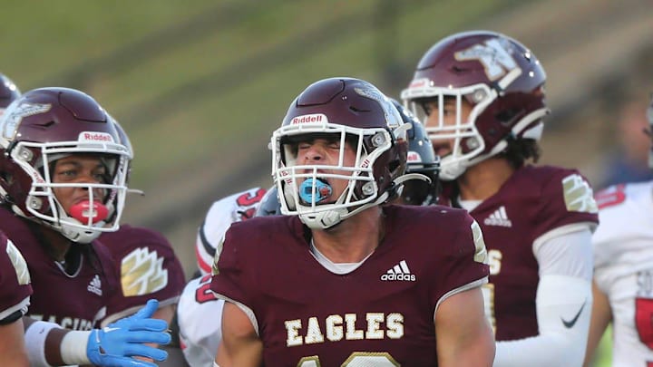 Niceville’s Jon Bocchino celebrates an early defensive stop during the Niceville South Sumter football game at Niceville.