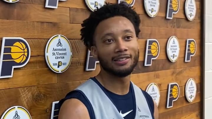 Indiana Pacers guard Darius McGhee speaks with the media. (Mandatory Photo Credit: Pacers On SI)