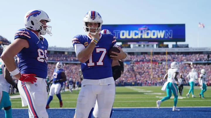 Josh Allen celebrates with his team Josh Allen celebrates with his team
