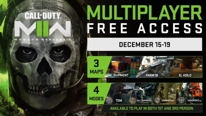 "Fans who haven't tried Modern Warfare II yet can jump into a Multiplayer Free Access period and try a limited portion of the Multiplayer experience." "Fans who haven't tried Modern Warfare II yet can jump into a Multiplayer Free Access period and try a limited portion of the Multiplayer experience."