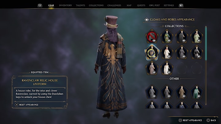 The Ravenclaw House cloak Hogwarts Legacy.