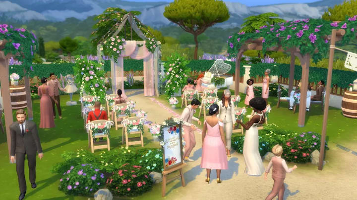 A wedding in The Sims 4.