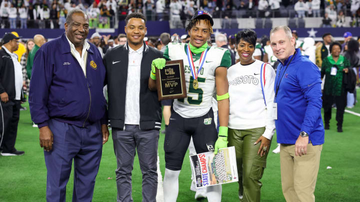 DeSoto's Keylan Abrams was named UIL 6A Division II state championship Defensive MVP after a 2023 rout of Summer Creek.