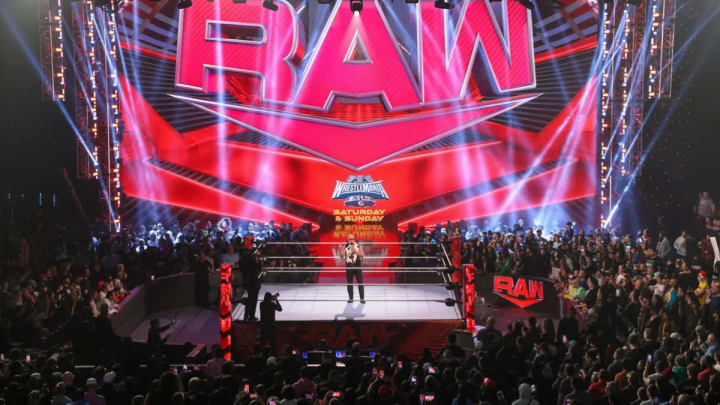 The stage for WWE Monday Night Raw before WrestleMania 40.