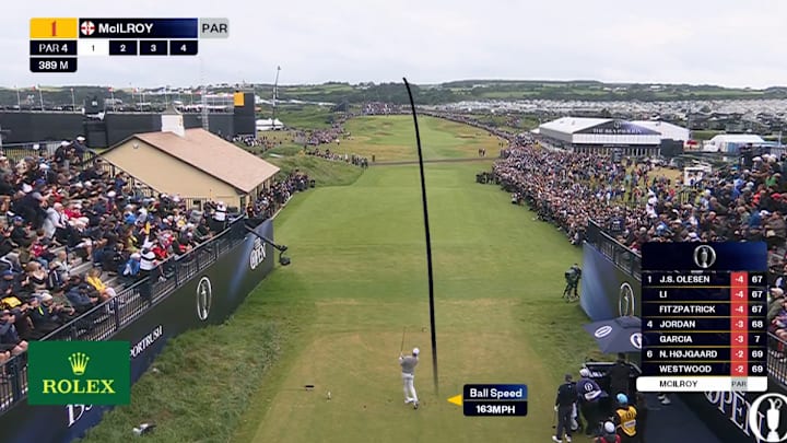 Rory McIlroy kept his ball in play on the first hole at the British Open on Thursday. 