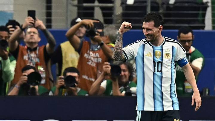 Messi marcó gol ante Jordania en Dallas. Messi marcó gol ante Jordania en Dallas.