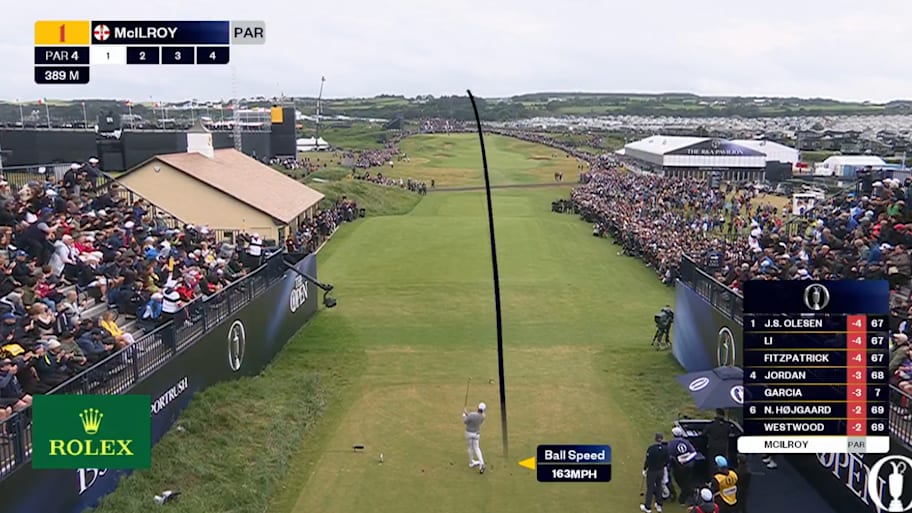Rory McIlroy kept his ball in play on the first hole at the British Open on Thursday.  | @TheOpen