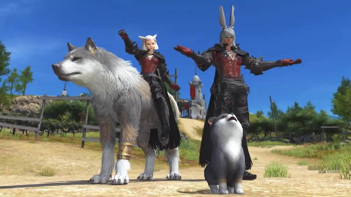 Final Fantasy 14 screenshot showing a Torgal pet and mount.