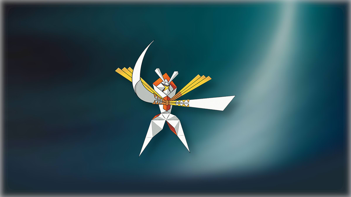 Montage of Kartana on top of a Steel-type background.