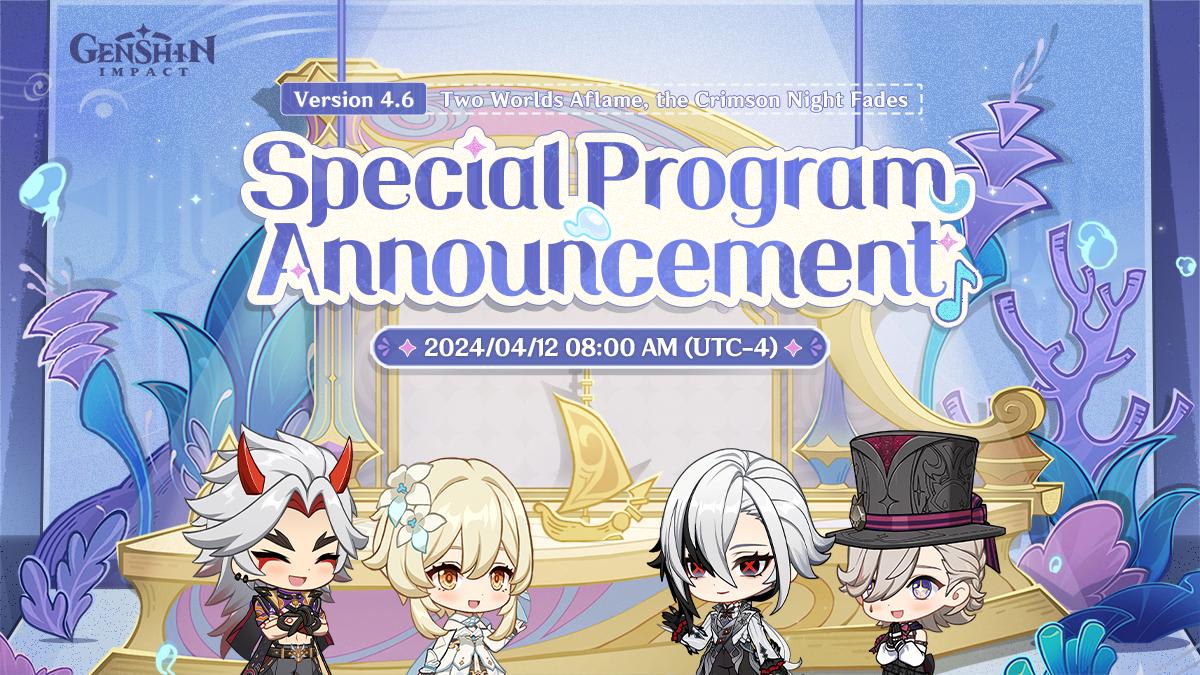 Genshin Impact 4.6 livestream poster.