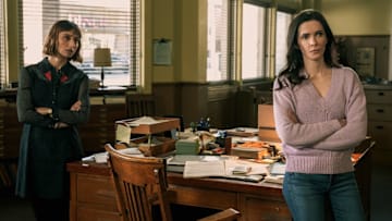 Superman & Lois -- “A Perfectly Good Wedding” -- Image Number: SML404_0178r -- Pictured: Sofia Hasmik as Chrissy Beppo and Elizabeth Tulloch as Lois Lane -- Photo: Colin Bentley/The CW -- © 2024 The CW Network, LLC. All Rights Reserved.
