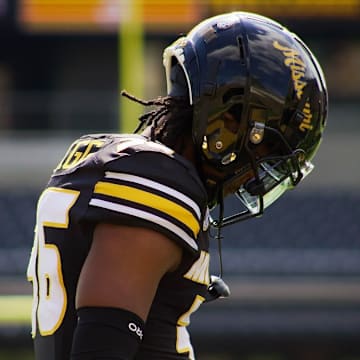 Mar 16, 2024; Columbia, MO, USA; Missouri Tigers safety Caleb Flagg stares at the field prior to a play during Missouri's annual Black & Gold Spring Game at Faurot Field.
