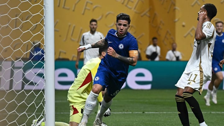 Enzo Fernández celebra su gol ante el LAFC.