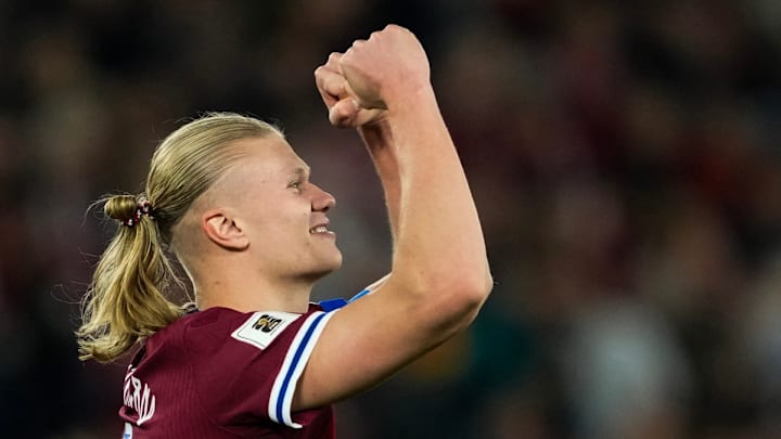 Haaland celebra la victoria de los noruegos en la eliminatoria.