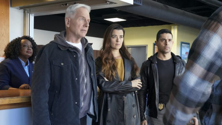 "In The Wind" -- Gibbs must face the reality of his actions after he assists Ziva (Cote de Pablo) with "the one thing" she said she would need to take care of before returning to her family, on NCIS, Tuesday, Jan. 7 (8:00-9:00 PM, ET/PT) on the CBS Television Network. Pictured: Mark Harmon as NCIS Special Agent Leroy Jethro Gibbs, Cote de Pablo as Ziva David, Wilmer Valderrama as NCIS Special Agent Nicholas "Nick" Torres. Photo: Bill lnoshita/CBS ©2019 CBS Broadcasting, Inc. All Rights Reserved.