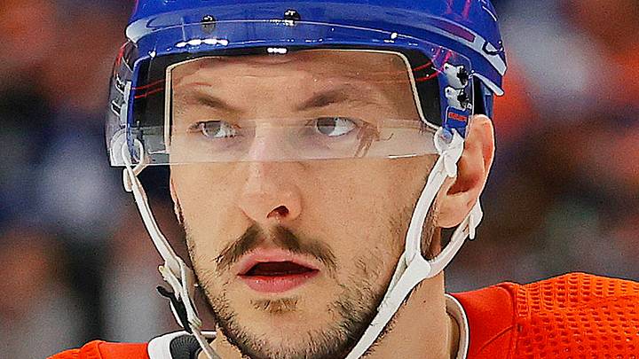 Mar 1, 2023; Edmonton, Alberta, CAN; Edmonton Oilers defensemen Vincent Desharnais (73) skates during the third period against the Toronto Maple Leafs at Rogers Place. Mandatory Credit: Perry Nelson-USA TODAY Sports