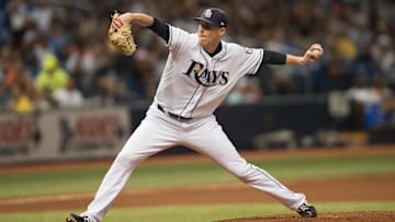 Sep 24, 2018; St. Petersburg, FL, USA; Tampa Bay Rays pitcher Ryan Yarborough (48) delivers a pitch during a game against the New York Yankees at Tropicana Field. Mandatory Credit: Jeff Griffith-Imagn Images