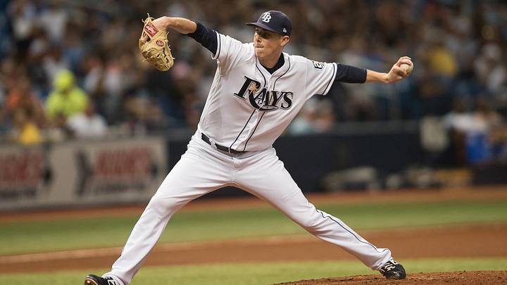 Sep 24, 2018; St. Petersburg, FL, USA; Tampa Bay Rays pitcher Ryan Yarborough (48) delivers a pitch during a game against the New York Yankees at Tropicana Field. Mandatory Credit: Jeff Griffith-Imagn Images