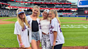 XANDRA, Ellie Thumann, Olivia Dunne and Camille Kostek at the Pirates-Mets game at Citi Field on May 12.