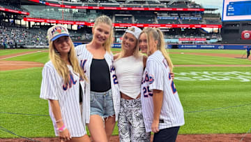 XANDRA, Ellie Thumann, Olivia Dunne and Camille Kostek at the Pirates-Mets game at Citi Field on May 12.