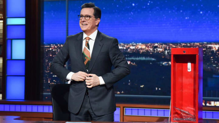 The Late Show with Stephen Colbert during Monday's April 1, 2019 show. Photo: Scott Kowalchyk/CBS ÃÂ©2019 CBS Broadcasting Inc. All Rights Reserved.