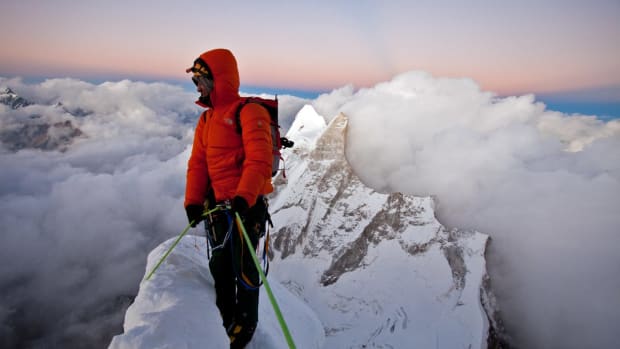 A climber on Meru