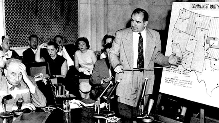 Joseph Welch (left), with Sen. Joe McCarthy (right), at the Senate Subcommittee on Investigations' McCarthy-Army hearings, June 9, 1954.