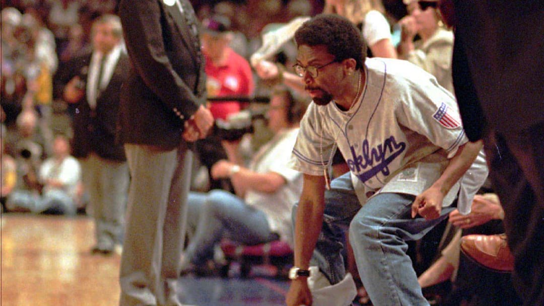 June 2, 1994; New York, NY, USA; FILE PHOTO; Spike Lee reacts to a futile Knick charge late in the 4th quarter after a confrontation with Reggie Miller of the Pacers in Game 5 Wed. night. Mandatory Credit: Robert Deutsch-USA TODAY NETWORK June 2, 1994; New York, NY, USA; FILE PHOTO; Spike Lee reacts to a futile Knick charge late in the 4th quarter after a confrontation with Reggie Miller of the Pacers in Game 5 Wed. night. Mandatory Credit: Robert Deutsch-USA TODAY NETWORK
