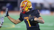 Mission Viejo wide receiver Phillip Bell in the CIF D1-AA championship game at Saddleback College, a 27-14 win over De La Salle when he had two touchdown catches. 