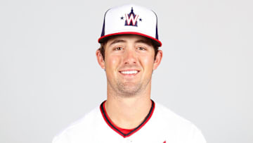Mar 1, 2021; West Palm Beach, FL, USA; Washington Nationals Jackson Cluff #72 poses during media day at the Ballpark of the Palm Beaches. Mandatory Credit: MLB photos via Imagn Images