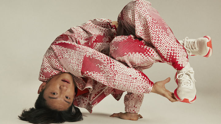 Breakdancer Phil Kim wears the Team Canada podium kit for the 2024 Paris Olympic Games. 